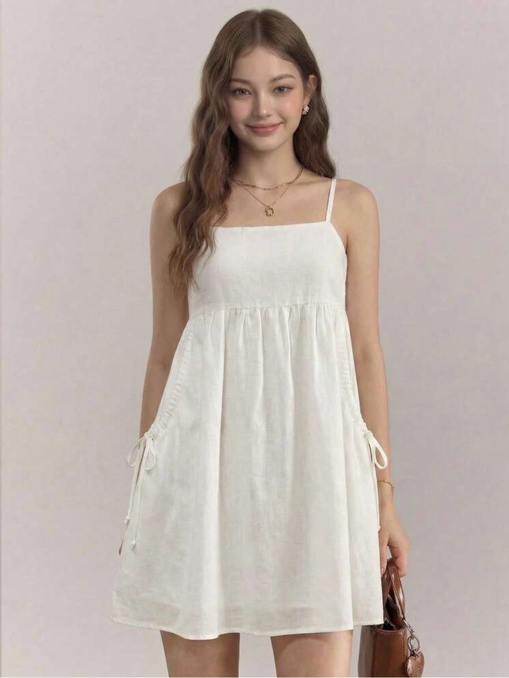 Women's White Spaghetti Strap Mini Sundress
